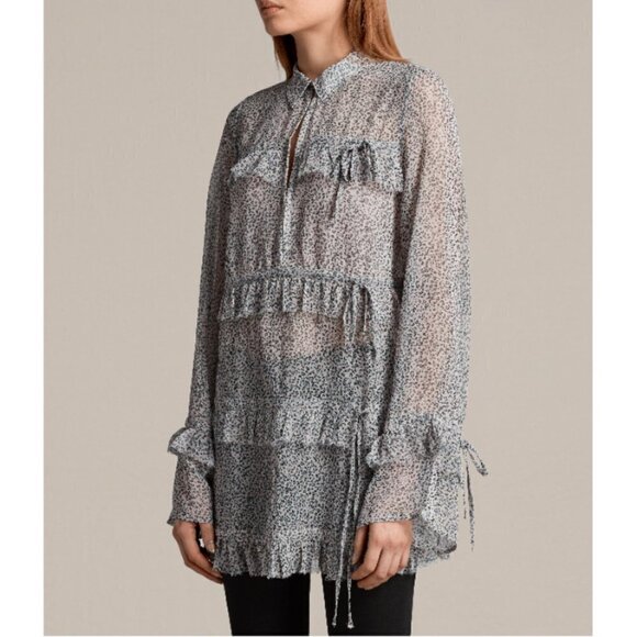 💕ALLSAINTS💕 Deirdre LeoDot Shirt ~ Pale Pink Large NWT - Picture 5 of 15